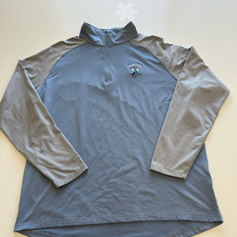 Peter Millar Performance Quarter Zip Pullover Robbie’s Hope Golf Sz L Blue Gray